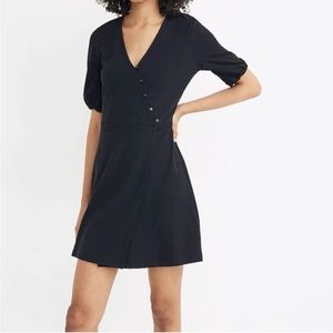 Madewell black cross-front button dress